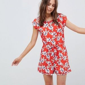 ASOS Brave Soul Red Floral Romper Ladder Detail